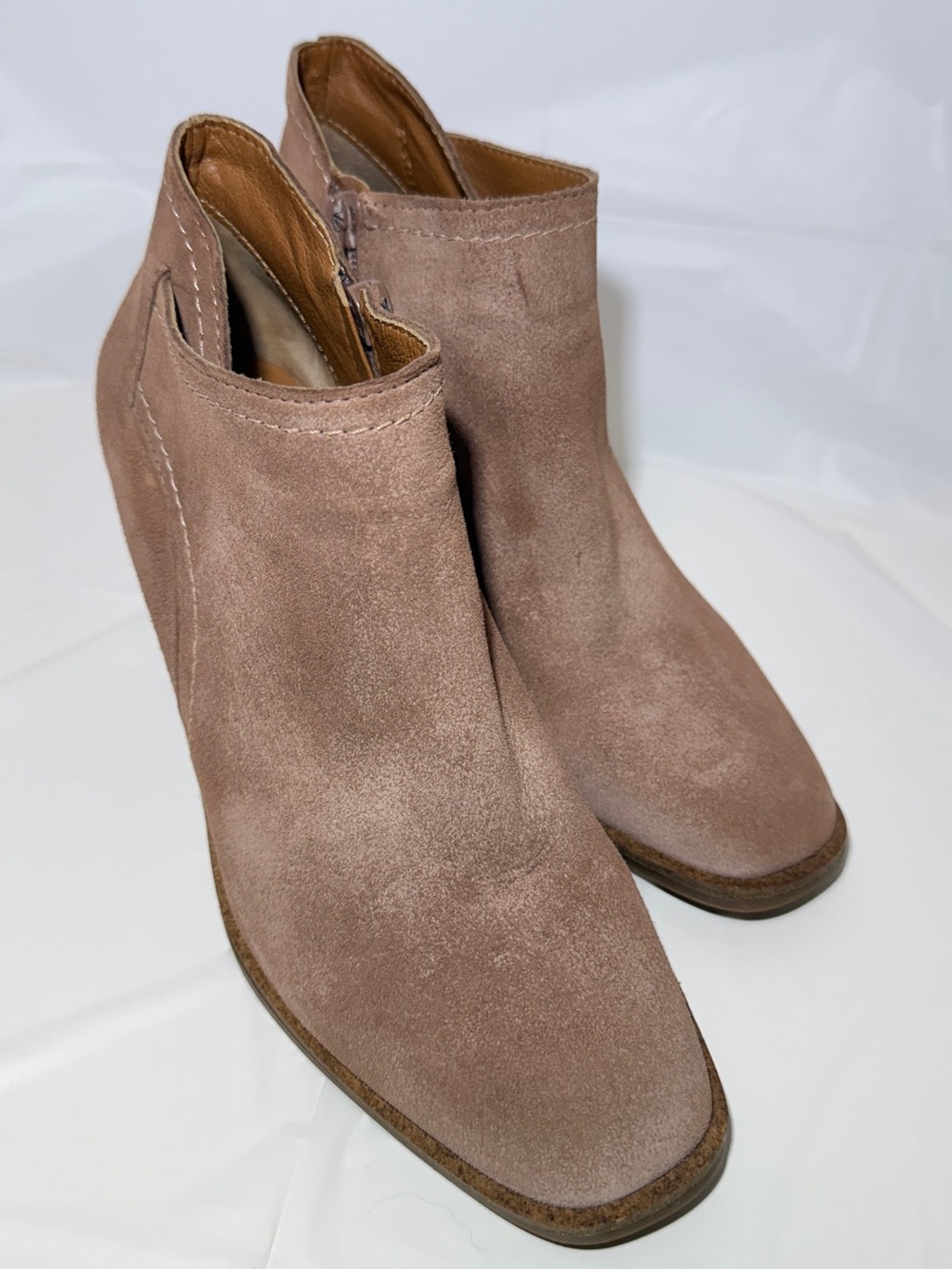 Women's Lucky Brand Pink Suede Ankle wedge Boot in Dusty Rose